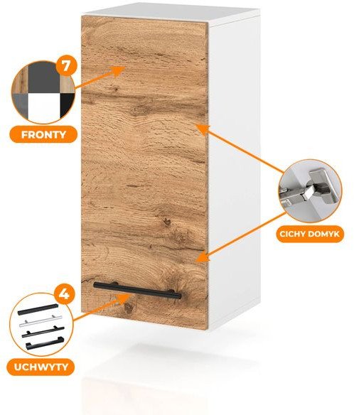 szafka kuchenna wisząca klapowa modułowa drewniana 30cm spremium dąb wotan