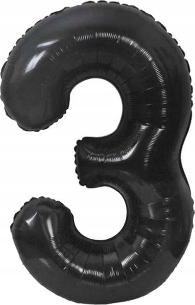 GoDan Balon foliowy B&C cyfra 3 matowa czarna 85 cm