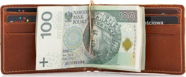 Belveder Portfel Męski Slim z Klipsem Skóra Brąz BW58