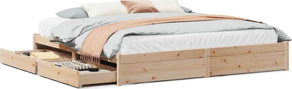 Rama łóżka bez materaca, 200x200 cm, lite drewno sosnowe