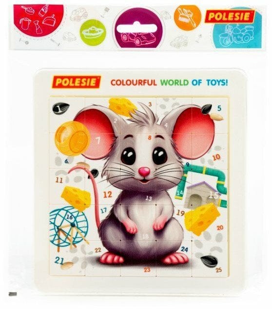 Polesie 23142 Łamigłówka, układanka logiczna "Myszka" 25 elementów w woreczku