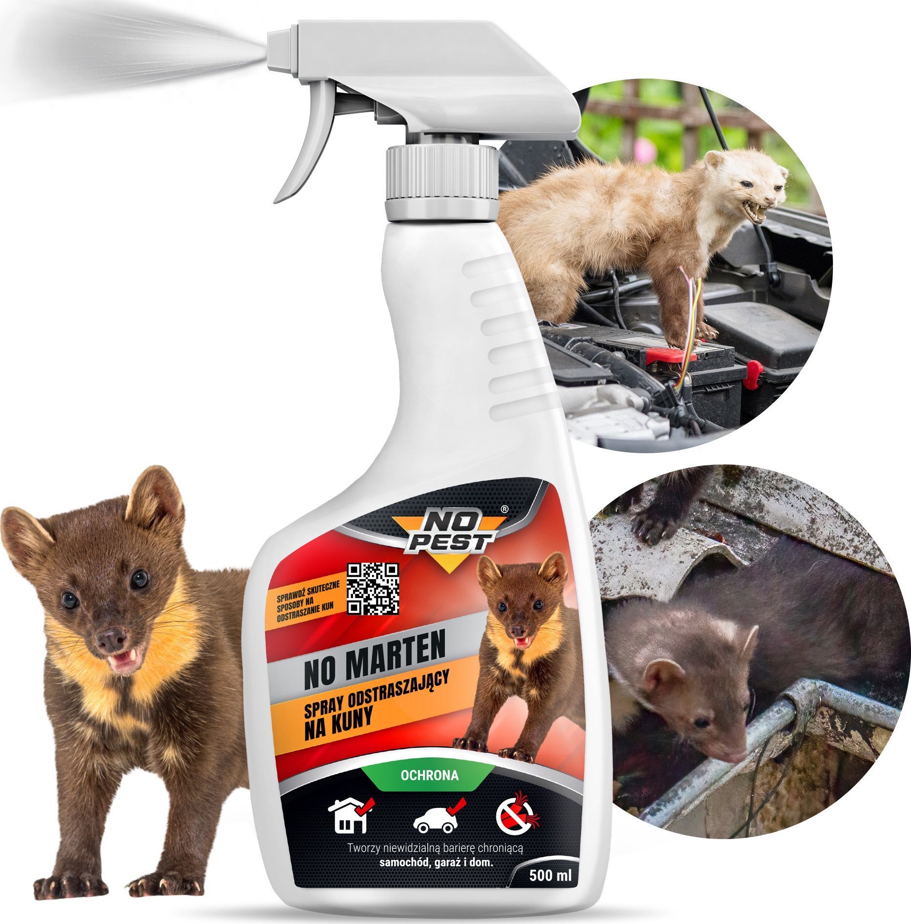NO PEST Spray na Kuny 500ml Środek Płyn Preparat do Odstraszania Kun i Gryzoni Odstraszacz Kun