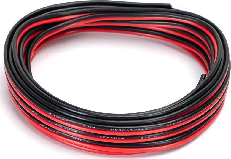 Aigostar Kabel audio 2G 0,75 mm 5 m, czerwono-czarny Kabel audio 2G 0,75 mm 5 m, czerwono-czarny