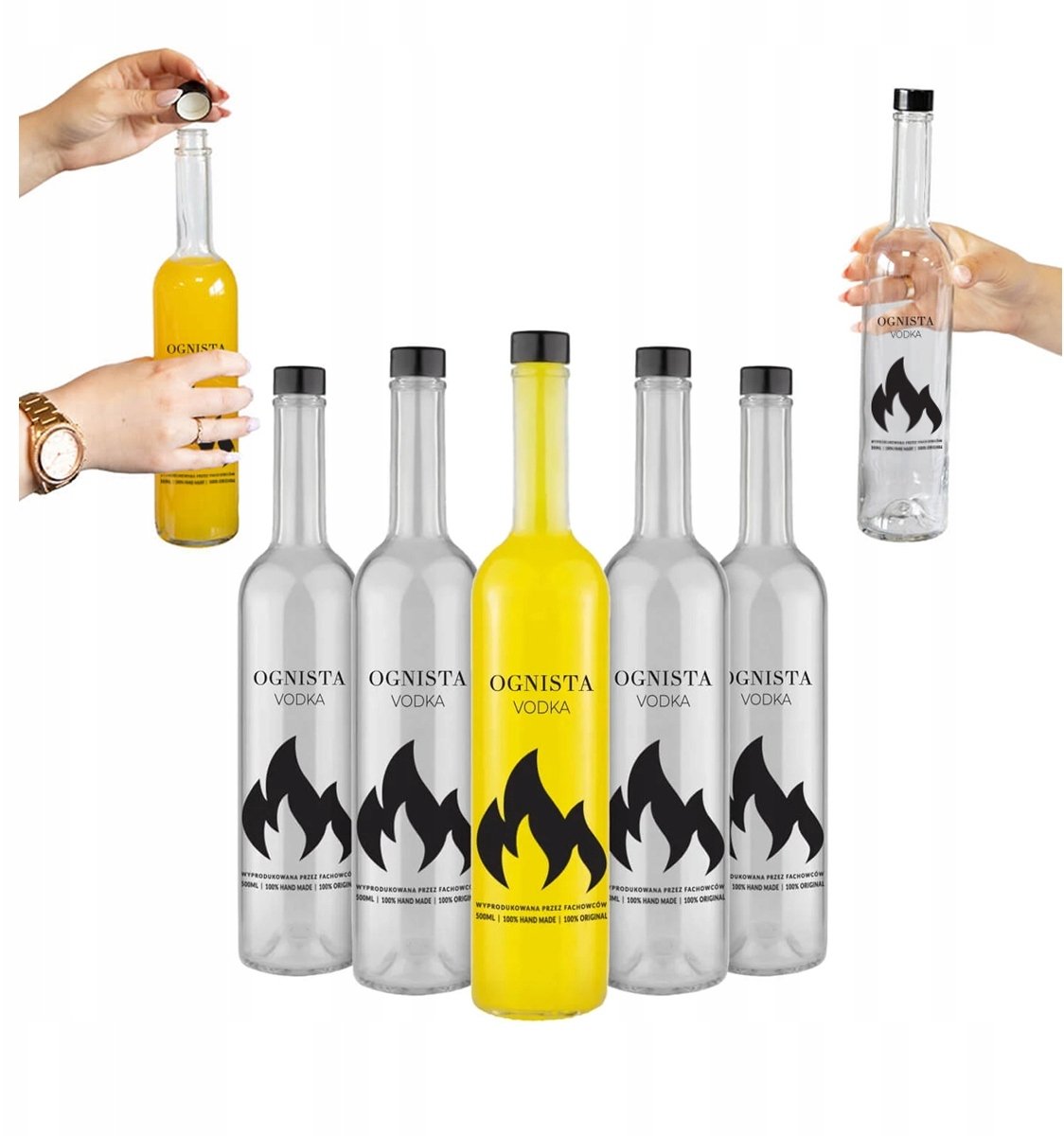 40x Butelki OGNISTA VODKA futura 500ml na wódkę