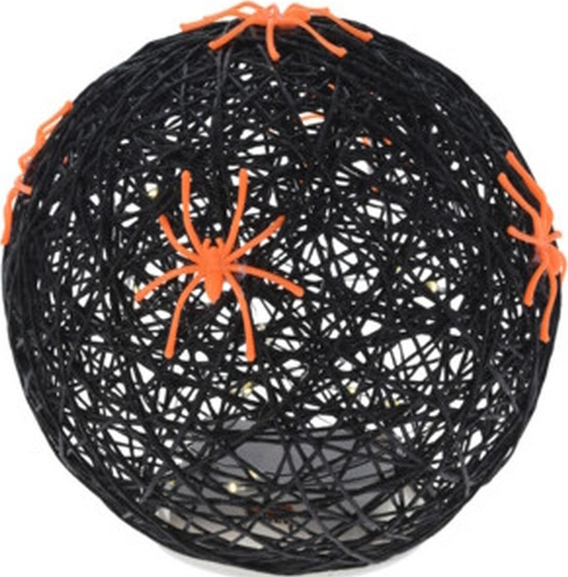Christmas decoration KULA DEKORACYJNA LAMPKA Z PAJĄKIEM LED 15CM HALLOWEEN CZARNY