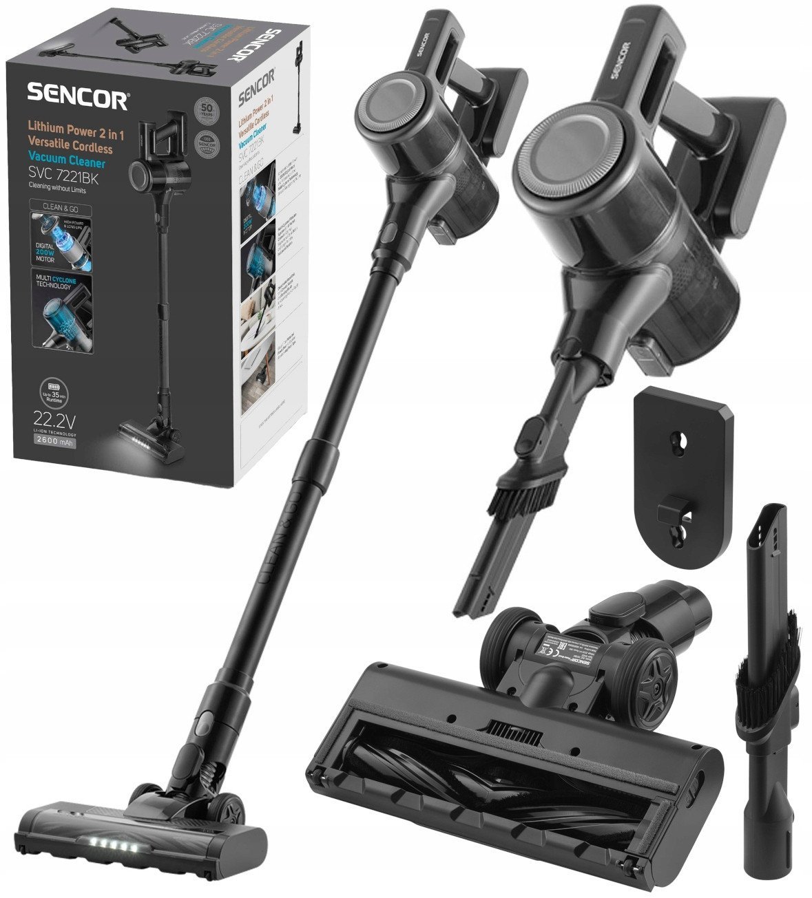 SVC 7221BK Odkurzacz pionowy 2 w 1 akumulatorowy