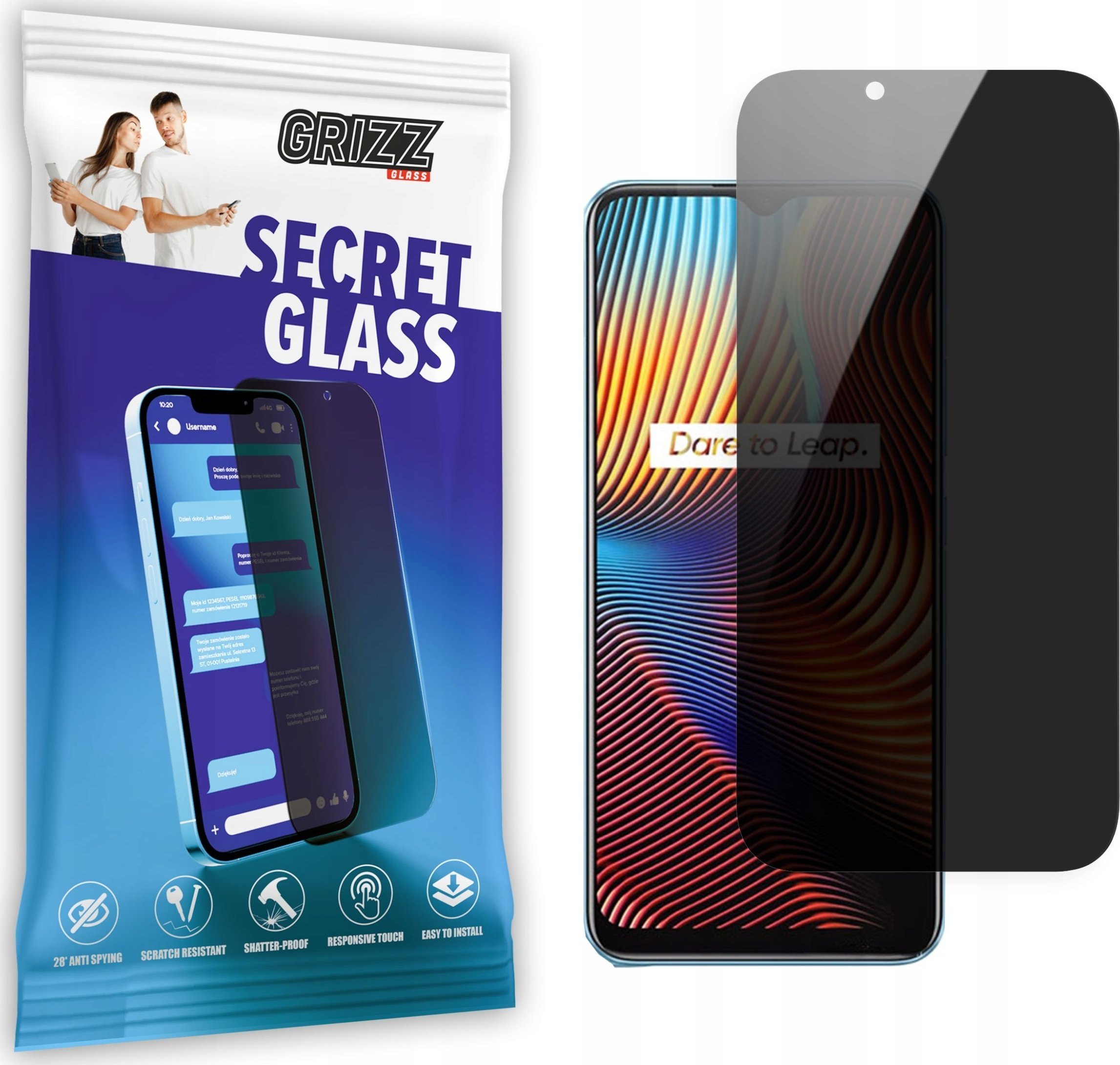 GrizzGlass Szkło prywatyzujące GrizzGlass SecretGlass Realme 7 Pro