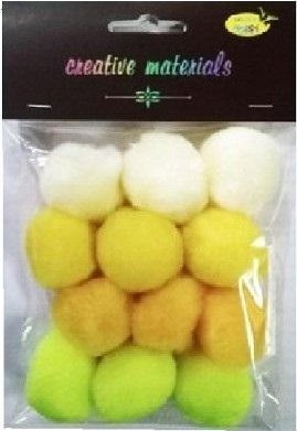 Pompony akrylowe żółte 40mm 12szt