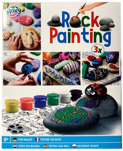 Malowanie naskalne: 3 skały + 6 farb + pędzel + oc