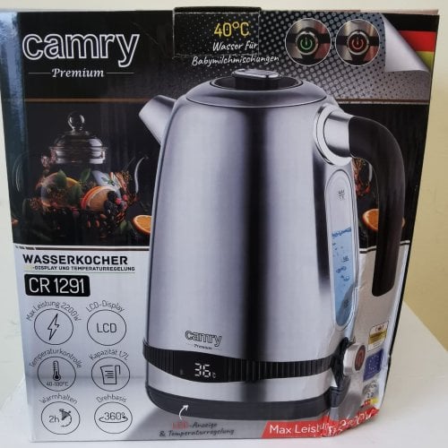 Czajnik Camry CR 1291 Czajnik elektryczny z regulacją temperatury 1.7L 2200W (Uszkodzone opakowanie) CR 1291 DAMAGE (9202318424795)