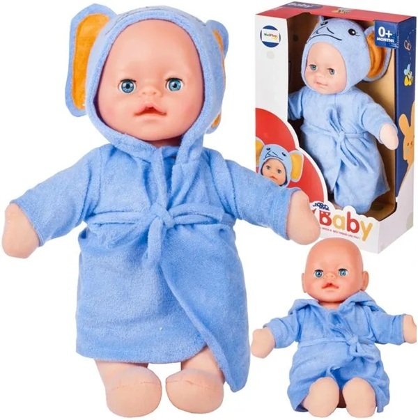 Lalka Pluszowa W Niebieskim Szlafroku Ze Słonikiem 30 cm