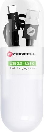 Kabel USB ForCell USB-A - USB-C 1 m Czarny
