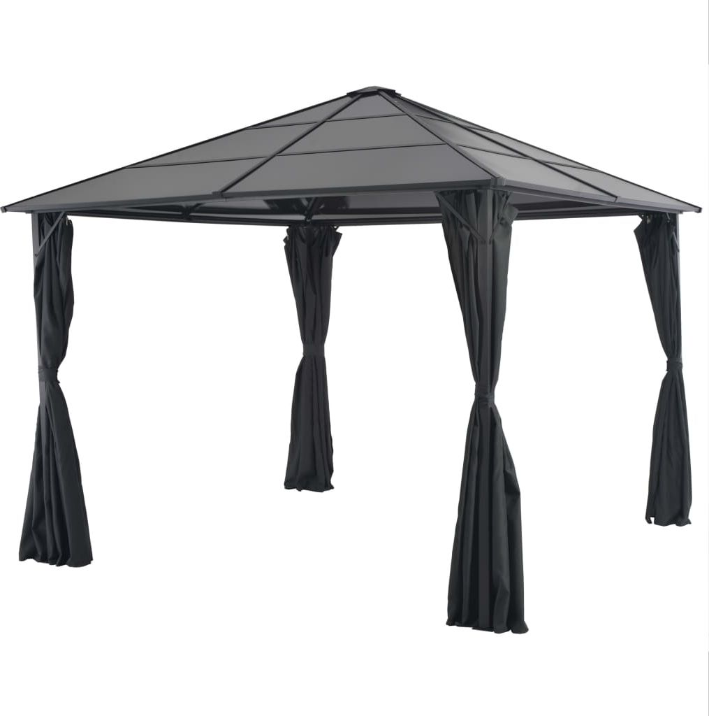 vidaXL Altana ogrodowa z zasłonami, aluminiowa, 3 x 3 m, czarna