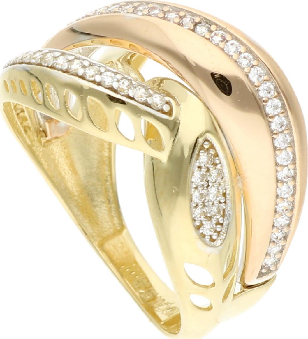 Rosanto Złoty przeplatany pierścionek z cyrkoniami roz. 18 585 14k