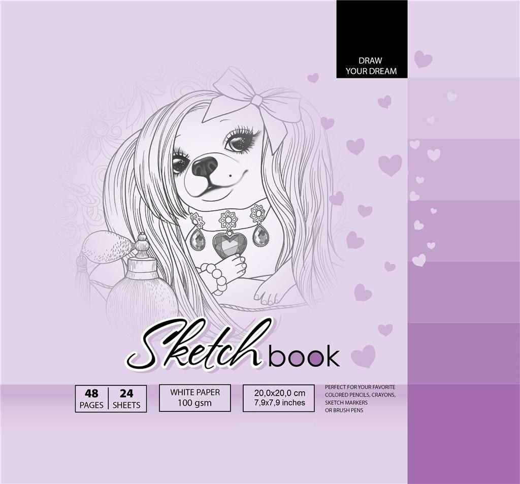 Fresh Szkicownik 20x20cm 48k fioletowy