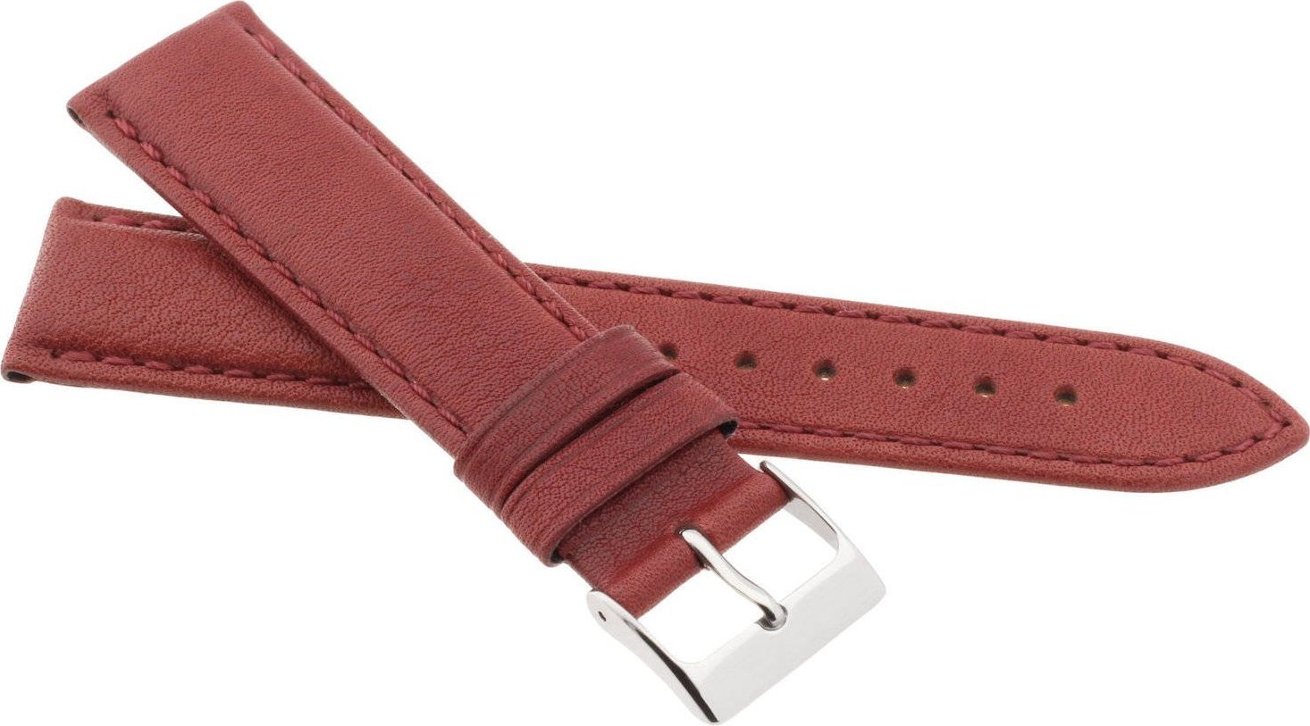 JVD Skórzany pasek do zegarka 22 mm JVD R42207-22 czerwony