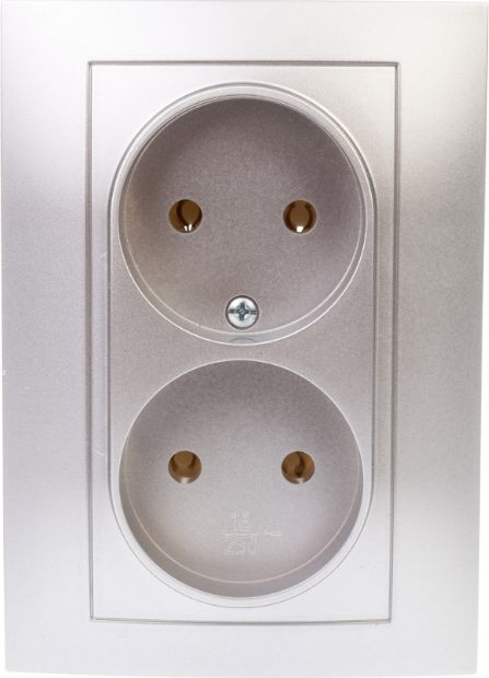 Elektro-Plast Gniazdo Carla podwójne srebrne (1741-06)