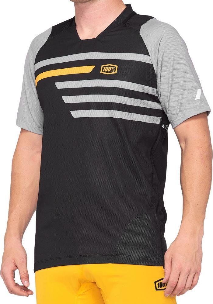 100% Koszulka męska 100% CELIUM Jersey krótki rękaw black mustard roz. M (NEW)