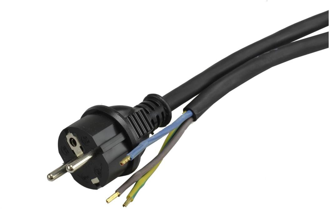 Przewód z wtyczką gumowy 3x2,5mm 3m czarny