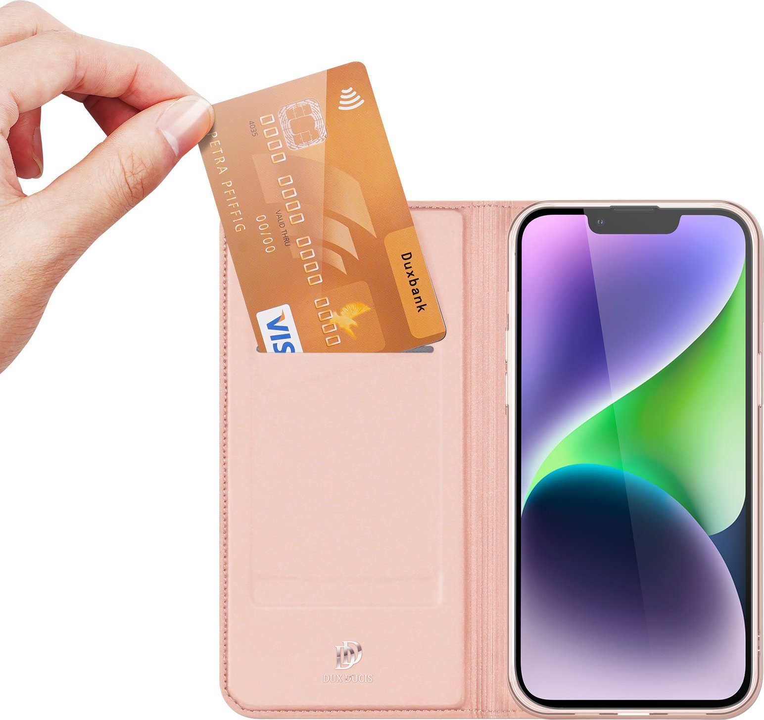 Dux Ducis Etui do iPhone 15 Plus pokrowiec z klapką i portfelem Skin Pro - różowe