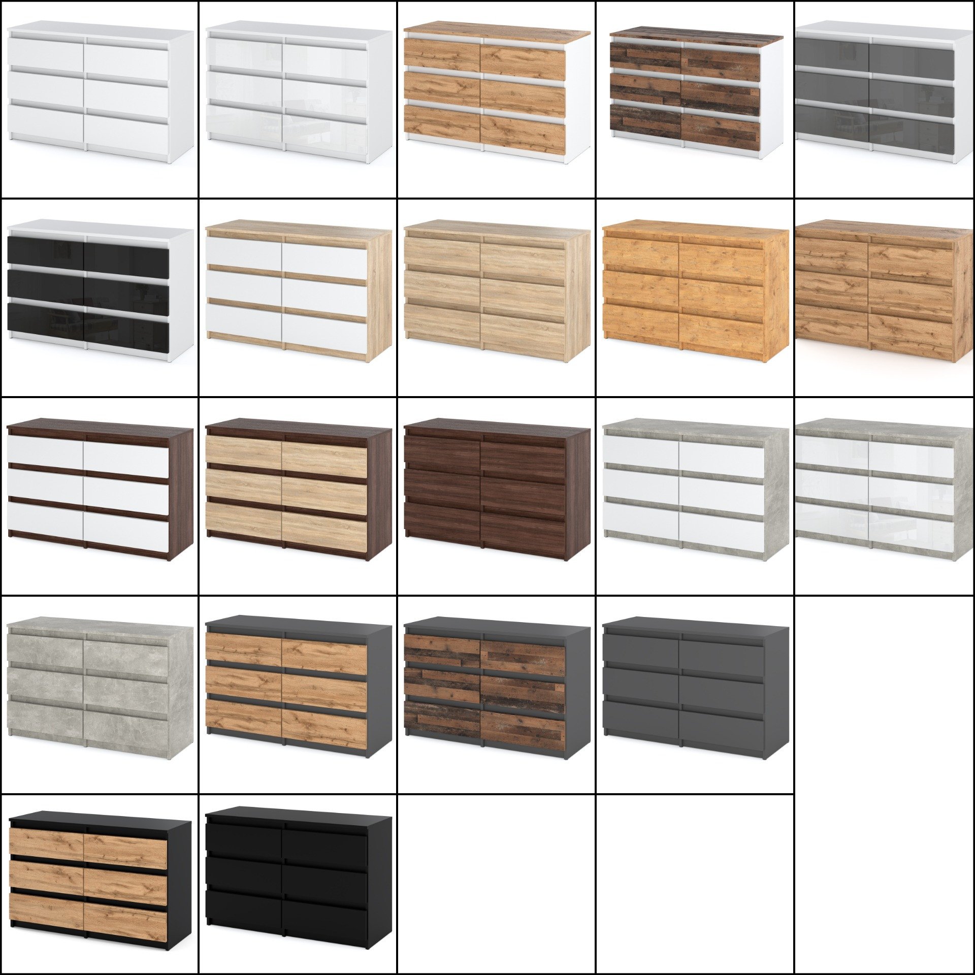 Komoda Z 6 Szufladami 100cm Hugo Loft Młodzieżowa Szafka Rtv Szary Wotan