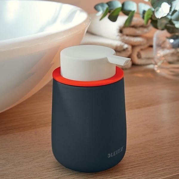 Dozownik do mydła Leitz DOZOWNIK Z POMPKĄ NA PŁYN DEZYNFEKUJĄCY/MYDŁO 300ml LEITZ COSY CERAMICZNY SZARY AKSAMITNY 1szt