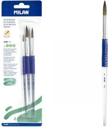 Milan Pędzle zestaw nr 2,8,12 seria 116 BWM 10463 MILAN blister