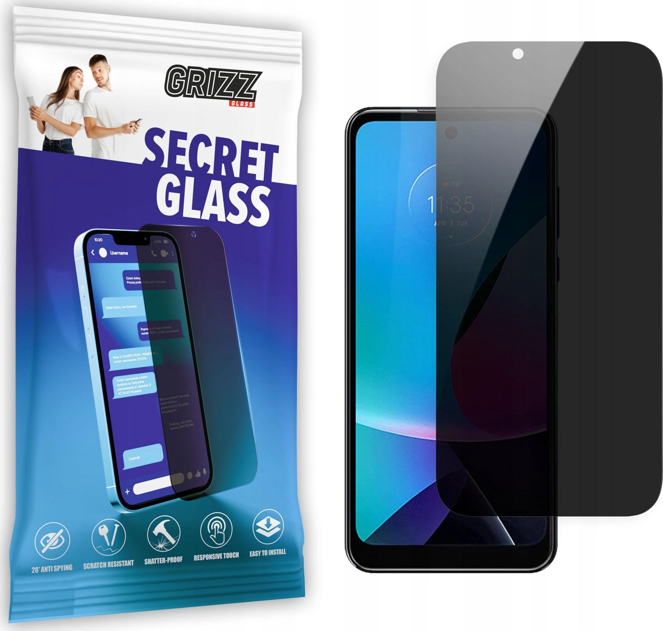 GrizzGlass Szkło prywatyzujące GrizzGlass SecretGlass Motorola Moto G 5G