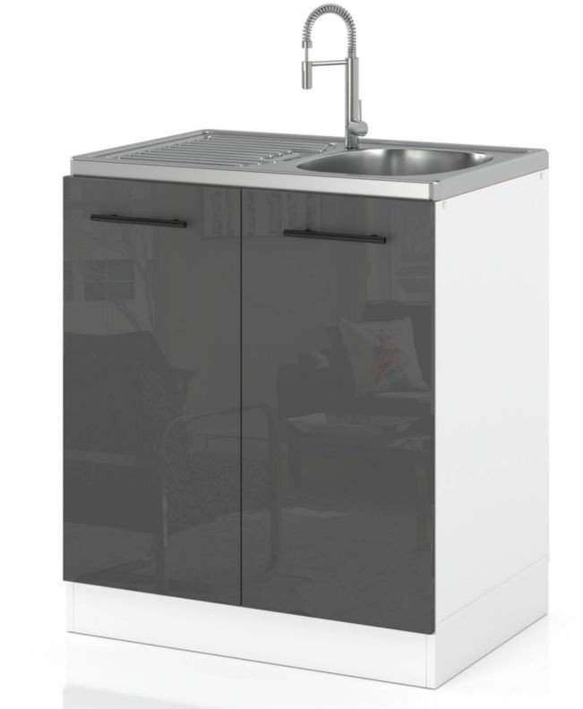 szafka kuchenna dolna pod zlewozmywak modułowa 80cm spremium czarny połysk