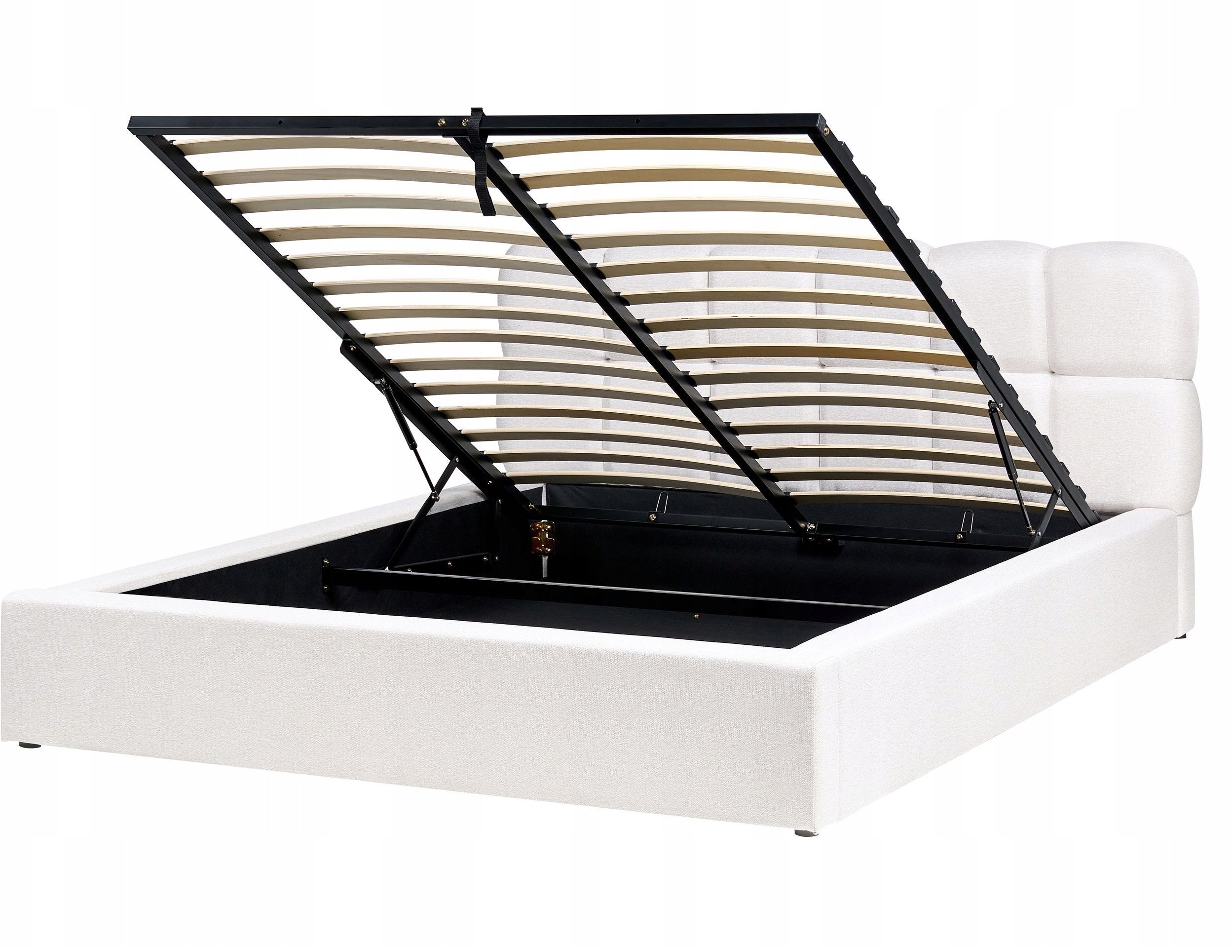 Łóżko z pojemnikiem BASTON 160 x 200 cm Złamana biel