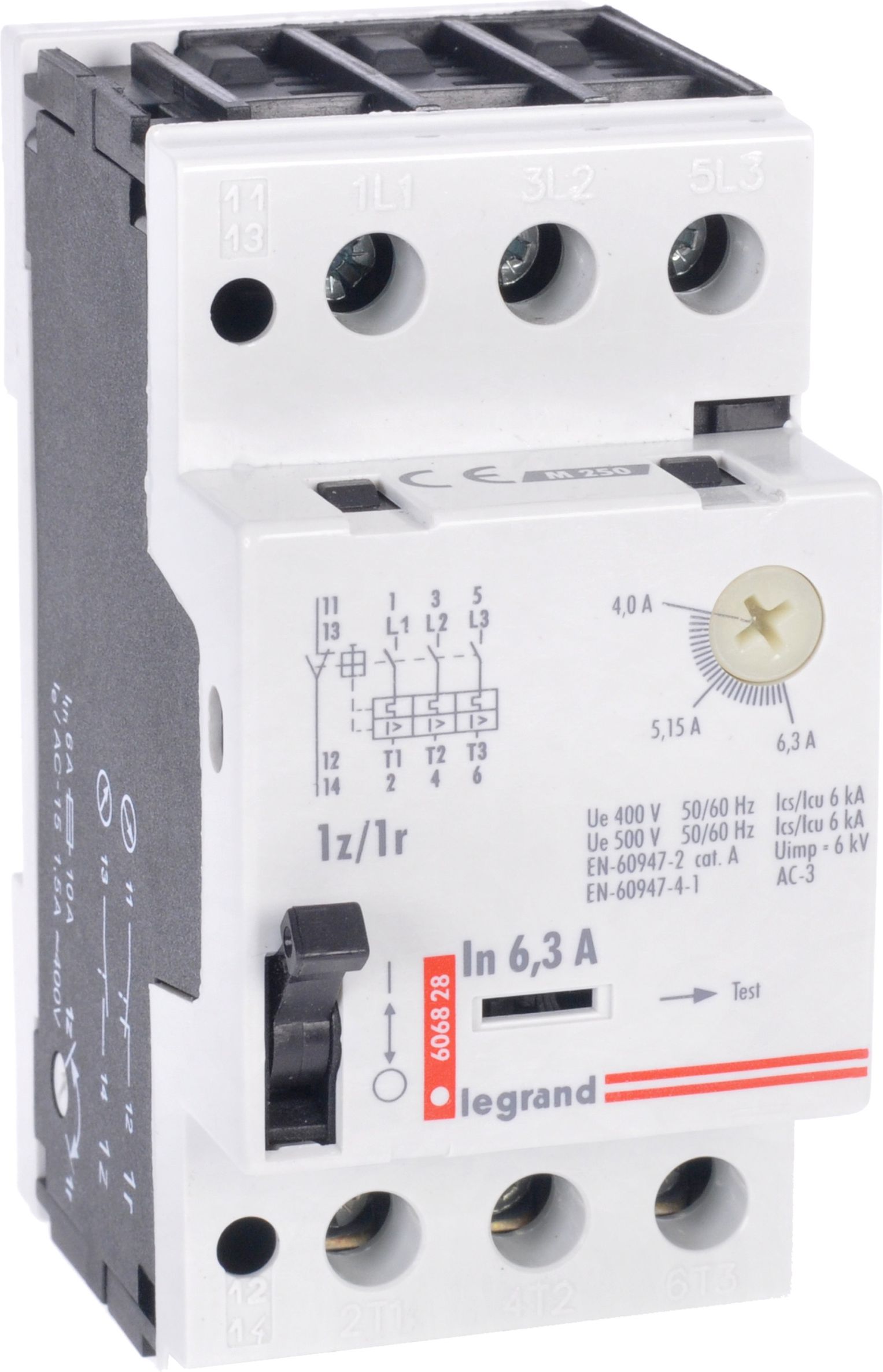 Legrand Wyłącznik silnikowy 3P 2,5kW 4-6,3A M250 1Z/1R 6,3 606828