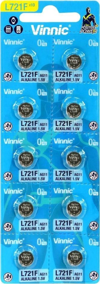 Vinnic VINNIC BATERIE ALKALICZNE GUZIKOWE MINI G11/AG11/LR58 BLISTER 10 SZTUK L721F
