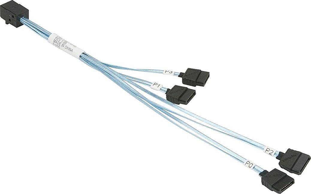 SuperMicro SFF 8643 - SATA x4, 0.23m, Biały (CBL-SAST-0703)