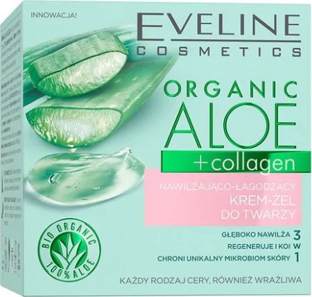 Eveline Organic Aloe Nawilżająco - Łagodzący Krem-żel do twarzy 3w1 - cera każdego rodzaju 50ml