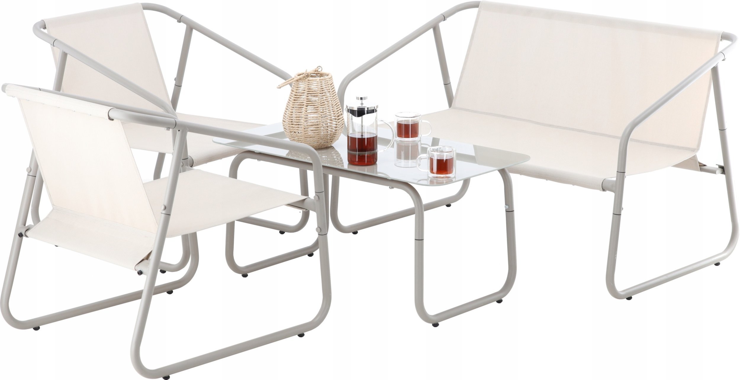 4-ių dalių lauko baldų komplektas GardenLine 3811, smėlio spalvos