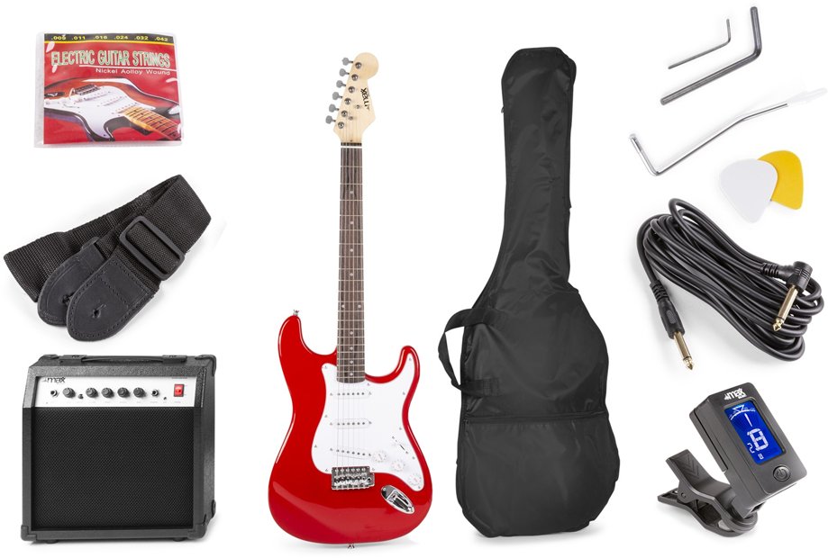 Zestaw: Gitara elektryczna Gigkit Max czerwona+ wzmacniacz+ akcesoria one size