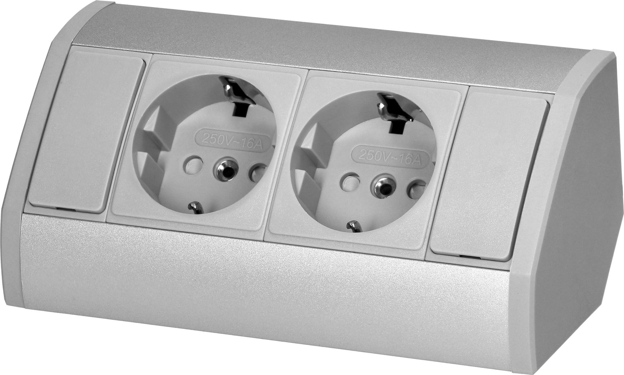 Orno Gniazdo meblowe 2x2P+Z (Schuko), szaro-srebrne