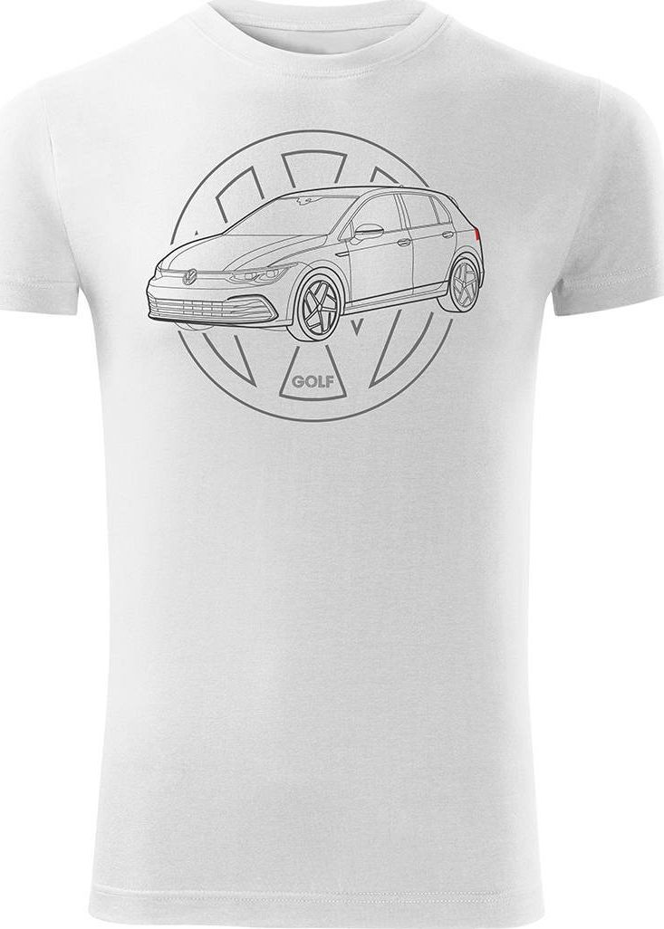Topslang Koszulka z samochodem VW Golf męska biała SLIM XXL