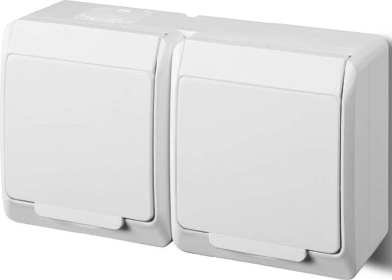 Elektro-Plast HERMES Gniazdo podwójne z/u 2P+Z SCHUKO IP44 białe (0325-02)