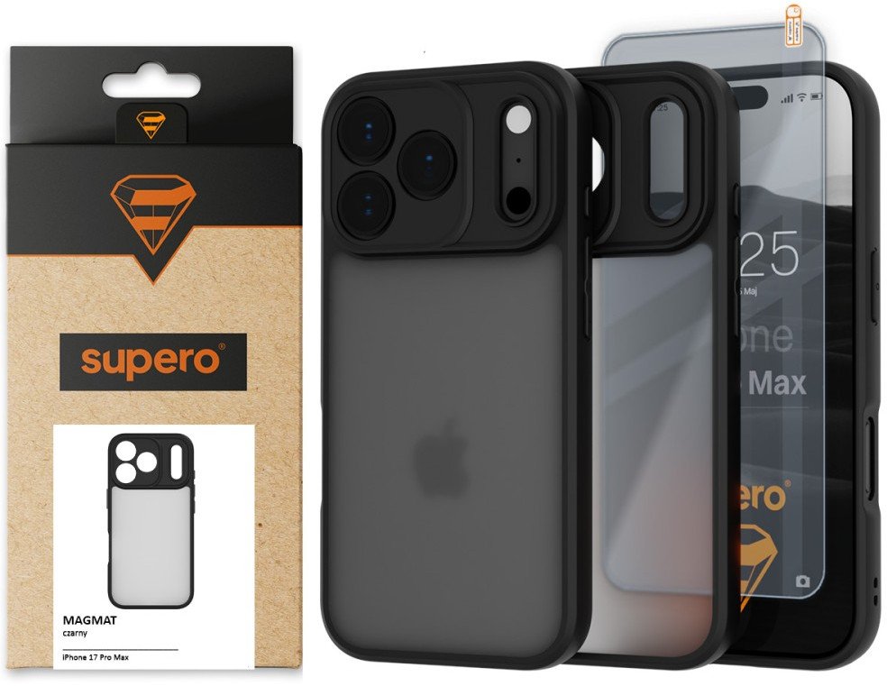 Etui matowe Supero Magmat do iPhone 17 Pro Max, czarne