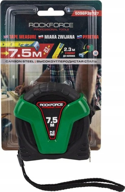 Rockforce Taśma miernicza (miara zwijana) 7.5m x 27mm