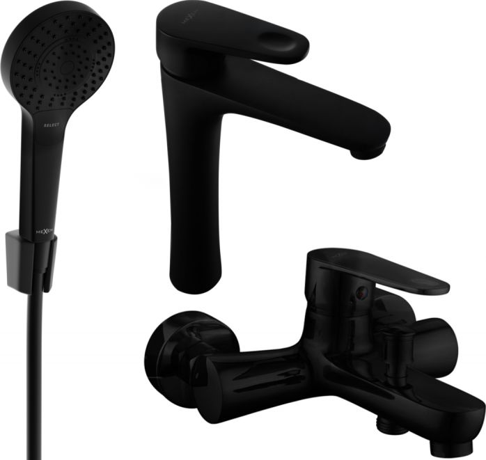 Mexen Mexen Kama R05 zestaw wannowy, czarny - 72513R05-70