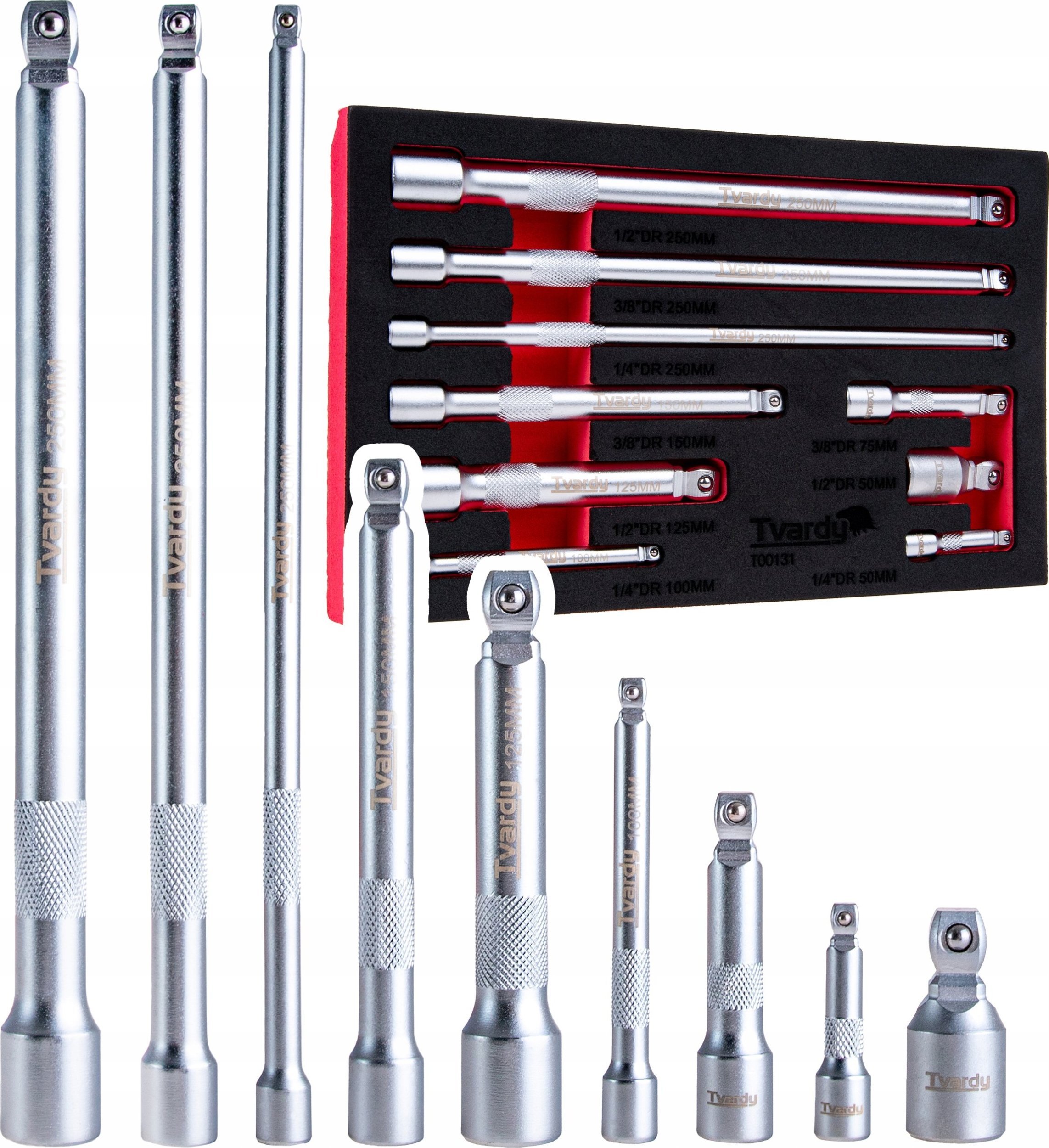 Zestaw przedłużek uchylnych 1/4" 3/8" 1/2" CrV 9szt. (12)