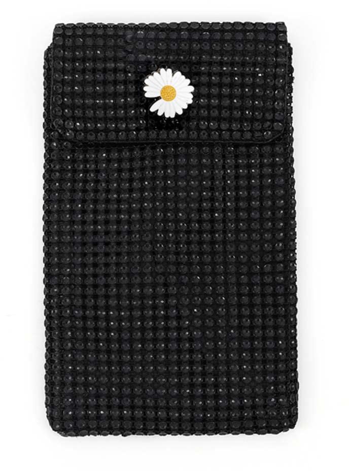 Torba na telefon typu Crossbody świecące dżety zaszetka na ramię CZARNA