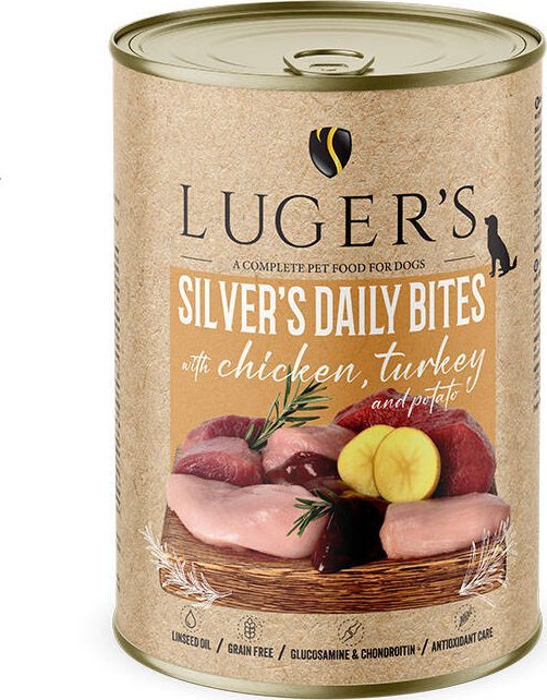 Karma mokra dla psa Luger's Silver's Daily Bites z kurczakiem, indykiem i ziemniakiem 400 g