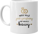 Koszulkowy Mój mąż jest gorętszy od mojej kawy - kubek z nadrukiem