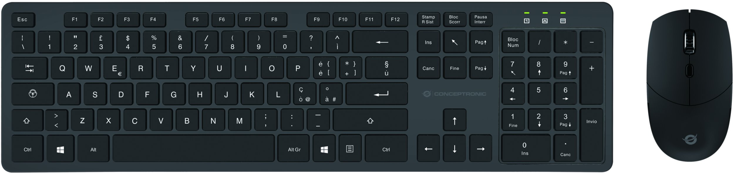 Klawiatura + mysz Conceptronic CONCEPTRONIC Klawiatura+Mysz Wireless Layout IT czarny
