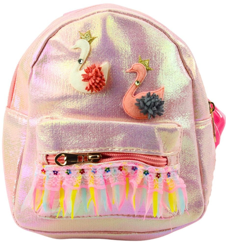 Plecak Dziecięcy Łabędzie Koronka Ozdoby Różowy 22cm 2,8L