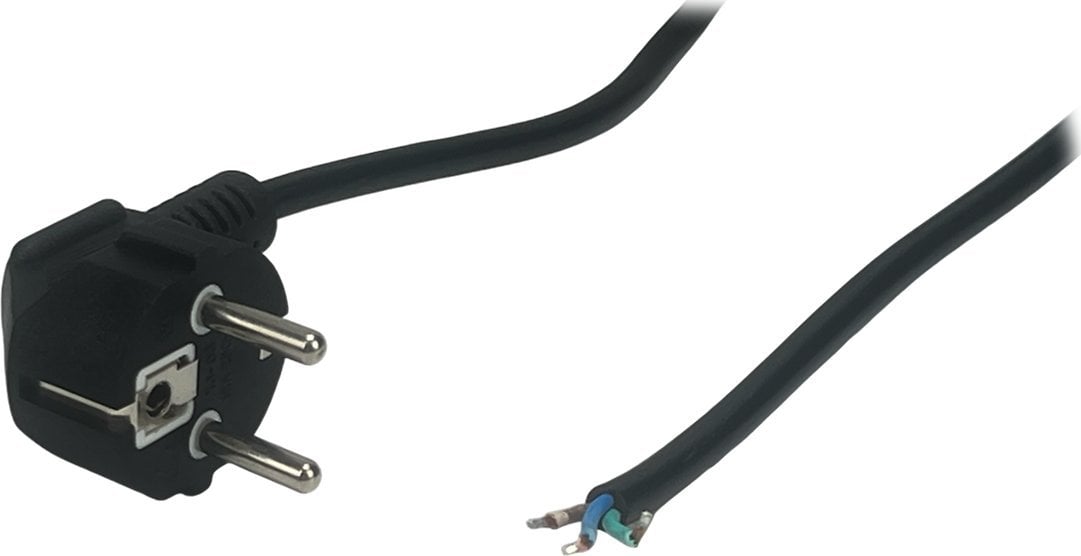 POSAC-10/7/7L-18B: POS AC cable CEE7/7-YJ-03-90?[10A]-tinned ends H05VV-F3G0,75 L=1800 black