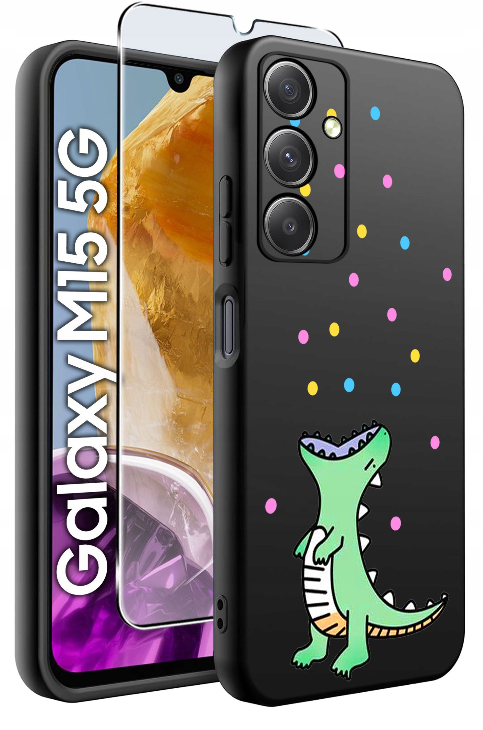 ETUI do Samsung M15 5G WZORY | SILIKONOWE MATT CASE + SZKŁO HARTOWANE 9H